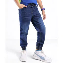 Pine Kids Cotton Elastane Full Length Elasticated Denim Jogger with Draw Cord - Blue-picture-19
