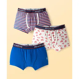 Pine Kids Cotton Elastane Knit Trunks with Stripe & Vehicle Print Pack of 3 (Colour May Vary)-image-40