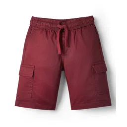 Pine Kids Cotton Elastane Woven Above Knee Length Solid Color Shorts - Red-picture-21