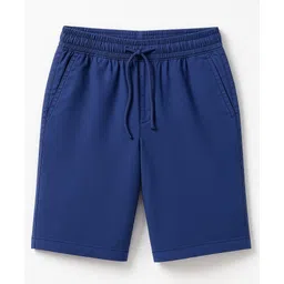 Pine Kids Cotton Elastane Woven Above Knee Length Solid Colour Shorts - Blue-picture-32