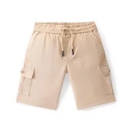Pine Kids Cotton Elastane Woven Above Knee Length Stretchable Solid Color Shorts - Beige-picture-24