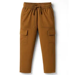 Pine Kids Cotton Elastane Woven Full Length Solid Color Trouser with Cargo Pockets - Brown-picture-25