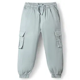 Pine Kids Cotton Elastane Woven Full Length Solid Color Trouser with Cargo Pockets - Light Grey-picture-24