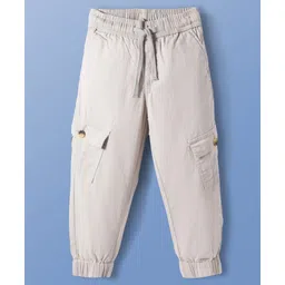 Pine Kids Cotton Elastane Woven Full Length Solid Color Trousers with Cargo Pocket - Beige-picture-34