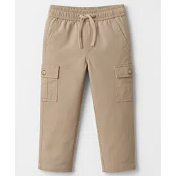 Pine Kids Cotton Elastane Woven Full Length Solid Colour Trouser Pant - Beige-picture-17