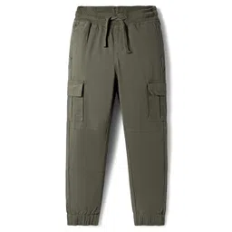 Pine Kids Cotton Elastane Woven Full Length Solid Trouser With Cargo Pockets - Olive Green-picture-13