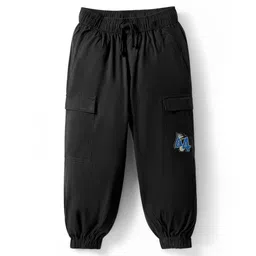 Pine Kids Cotton Elastane Woven Full Length Trouser with Cargo Pocket & Patch Detailing - Black-picture-13