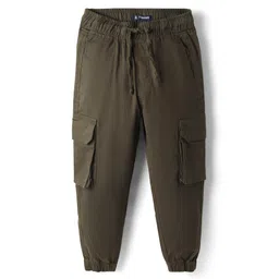 Pine Kids Cotton Elastane Woven Full length Trouser With Cargo Pockets - Olive Green image 1