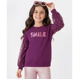 Pine Kids Cotton Full Sleeves Glitter Print Sweatshirt - Purple-picture-11