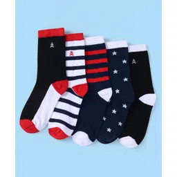 Pine Kids Cotton Knit Ankle Length Stripe and Star Design Socks Pack Of 5(Color May Vary)-image-23