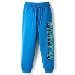 Pine Kids Cotton Knit Full Length Lounge Pant With Text Print - Light Blue-image-46