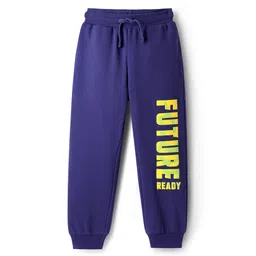 Pine Kids Cotton Knit Full Length Lounge Pants With Future Ready Text Print - Navy Blue-image-41