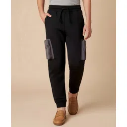 Pine Kids Cotton Knit Full Length Solid Colour Lounge Pant With Pocket - Black-picture-21