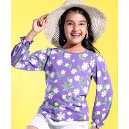 Pine Kids Cotton Knit Full Sleeves Floral Printed Top - Passion Flower-image-25