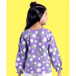 Pine Kids Cotton Knit Full Sleeves Floral Printed Top - Passion Flower image 4