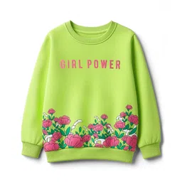 Pine Kids Cotton Knit Full Sleeves Sweatshirt With Floral Print - Limegreen-picture-20