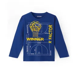 Pine Kids Cotton Knit Full Sleeves T-Shirt with Text Print - Navy Blue-image-40