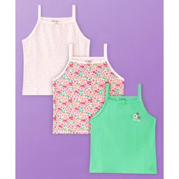 Pine Kids Cotton Lycra Knit Sleeveless Slips Floral & Heart Print Pack Of 3 (Color May Vary)-picture-12