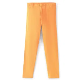 Pine Kids Cotton Spandex Full Length Solid Color Stretchable Leggings - Orange-picture-13