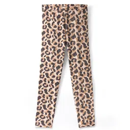 Pine Kids Cotton Spandex Full Length Stretchable Leggings Leopard Print - Beige image 1