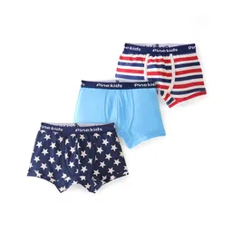Pine Kids Cotton Spandex Knit Briefs Solid Star & Stripes Print Pack of 3- Multicolour-picture-34