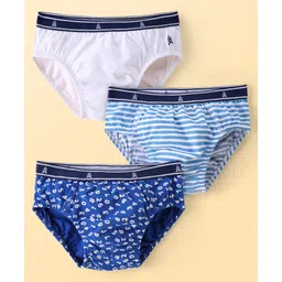 Pine Kids Cotton Spandex Knit Briefs with Striped & Numerical Print Pack of 3 - ( Colour May Vary )-picture-13