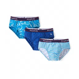 Pine Kids Cotton Spandex Knit Briefs With Stripes & Dino Print Pack of 3 (Color & Print May Vary)-picture-28