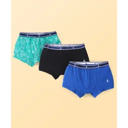 Pine Kids Cotton Spandex Knit Solid & Printed Trunks Pack of 3 (Colour May Vary)-picture-37