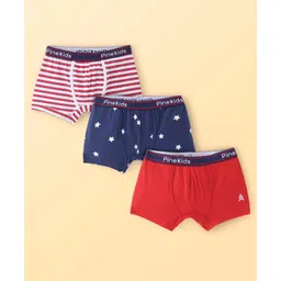Pine Kids Cotton Spandex Knit Trunks With Stripes & Star Print Pack of 3 (Colour May Vary)-picture-19
