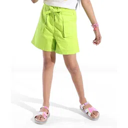 Pine Kids Cotton Twill Lycra Woven Above Knee Length Shorts Solid Colour -Neon Green-picture-38