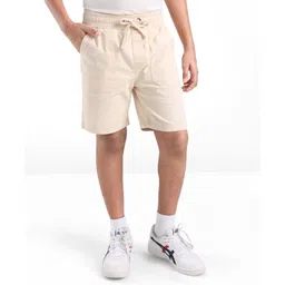 Pine Kids Cotton Woven Above Knee Length Solid Color Stretchable Twill Shorts With Elasticated Waist - Beige-picture-23