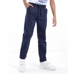 Pine Kids Cotton Woven Full Length Comfort Fit Solid With Stretch Lounge Pants  - Navy Blue-picture-22