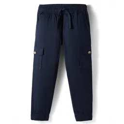 Pine Kids Cotton Woven Full Length Solid Color Trouser With Pockets - Navy Blue-picture-29