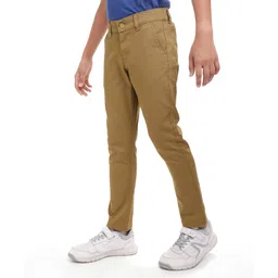Pine Kids Cotton Woven Full Length Solid Colour Trouser - Tan image 2