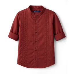 Pine Kids Cotton Woven Full Sleeves Solid Party Shirt - Maroon-picture-10