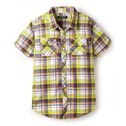 Pine Kids Cotton Woven Half Sleeves Checked Shirt - Yellow image 1