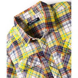 Pine Kids Cotton Woven Half Sleeves Checked Shirt - Yellow image 3