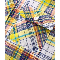 Pine Kids Cotton Woven Half Sleeves Checked Shirt - Yellow image 4