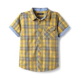 Pine Kids Cotton Woven Half Sleeves Checks Shirt - Yellow-picture-29