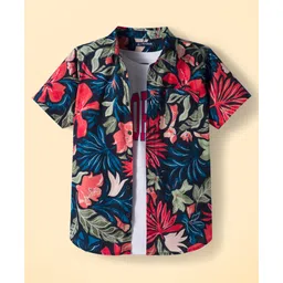 Pine Kids Cotton Woven Half Sleeves Floral Printed Shirt With T-Shirt - Multicolour-picture-42