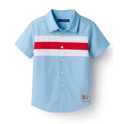 Pine Kids Cotton Woven Half Sleeves Solid Colour Shirt - Light Blue-picture-21