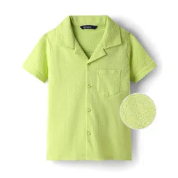 Pine Kids Cotton Woven Half Sleeves Solid Colour Shirt With Textured Design - Light Green-picture-39