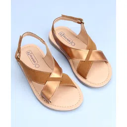 Pine Kids Cross Toe Sandals - Beige & Golden image 2