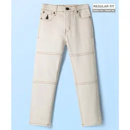 Pine Kids Denim Woven Full Length Solid Coloured Cut & Sew Jeans - White-picture-39