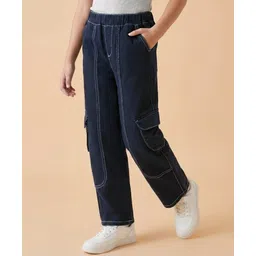 Pine Kids Denim Woven Full Length Washed Jeans - Black image 1