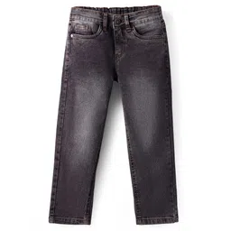 Pine Kids Denim Woven Full Length Washed Jeans - Black-picture-15