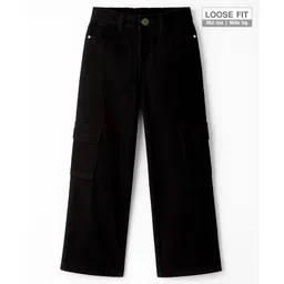 Pine Kids Denim Woven Full Length Washed Jeans - Black-picture-24