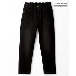 Pine Kids Denim Woven Full Length Washed Jeans - Black-picture-24