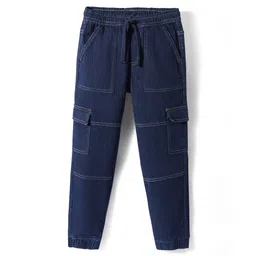 Pine Kids Denim Woven Full Length Washed Jeans - Navy Blue-picture-27