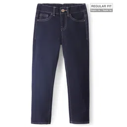 Pine Kids Denim Woven Full Length Washed Jeans Solid Colour - Dark Blue-picture-37